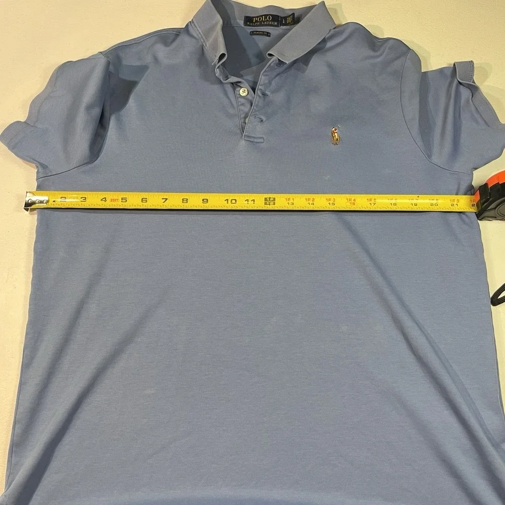 POLO RALPH LAUREN MEN'S CLASSIC FIT SHORT SLEEVE Polo Sz L 100% COTTON BLUE Read